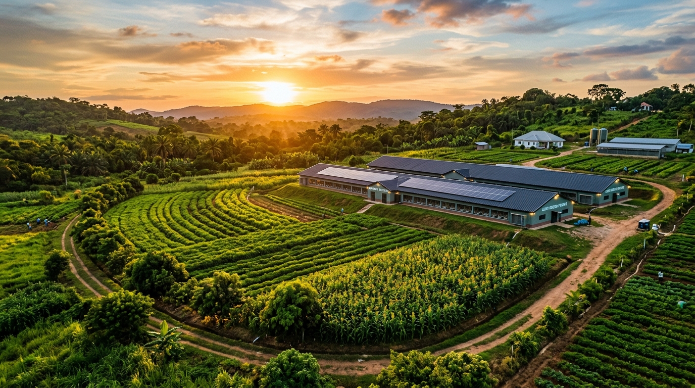 Nigerian Farm at Sunset
